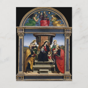 Madonna mit Kind auf dem Thron mit Heiligen von Ra Postkarte
