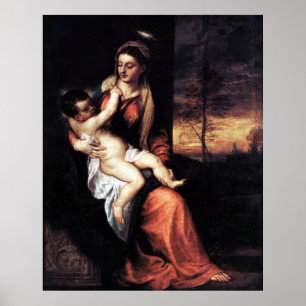 Madonna mit Kind im Abend Landschaft - Tirol Poster