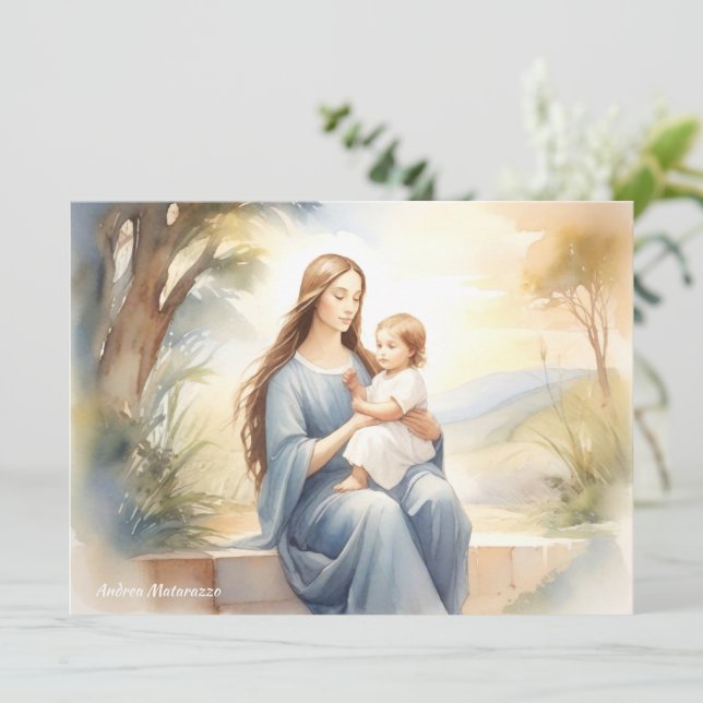 Madonna mit Kind Jesus Feiertagskarte (Stehend Vorderseite)
