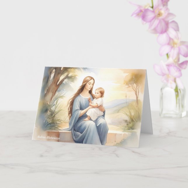 Madonna mit Kind Jesus Karte (Orchidee)