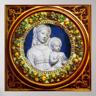 MADONNA MIT KIND RENAISSANCE BLUMENKRONE POSTER