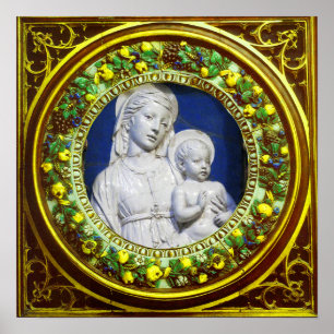 MADONNA MIT KIND RENAISSANCE-BLUMENKRONE POSTER