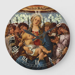 Madonna mit Kind und acht Engeln von Botticelli Große Wanduhr