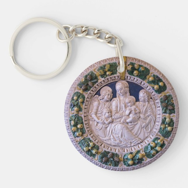 MADONNA MIT KIND UND SITZEN Ave Maria Gebet Schlüsselanhänger (Vorderseite)