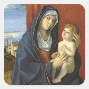 Madonna mit Kind von Giovanni Bellini Quadratischer Aufkleber