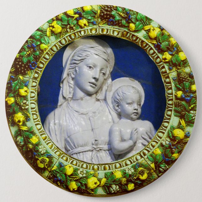 MADONNA MIT KINDERRENAISSANCE FLORAL CROWN BUTTON (Vorderseite)