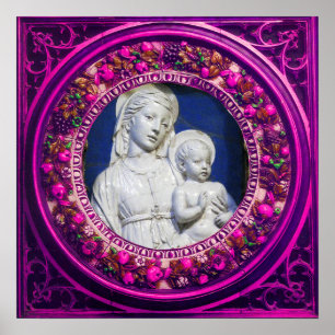 MADONNA MIT KINDERRENAISSANCE FLORAL CROWN POSTER