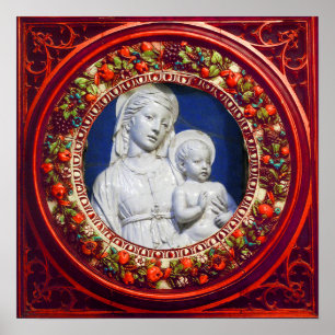 MADONNA MIT KINDERRENAISSANCE FLORAL CROWN POSTER