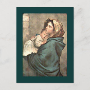 Madonna mit Schal hält Jesuskind Postkarte