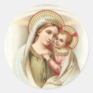 Madonna segnete Mary mit Baby Jesus Runder Aufkleber