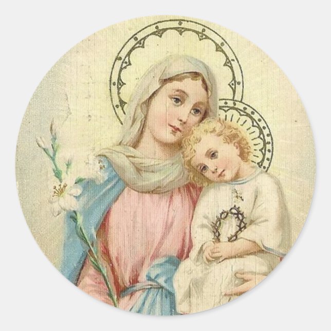 Madonna segnete Mary mit dem Baby Jesus Runder Aufkleber (Vorderseite)
