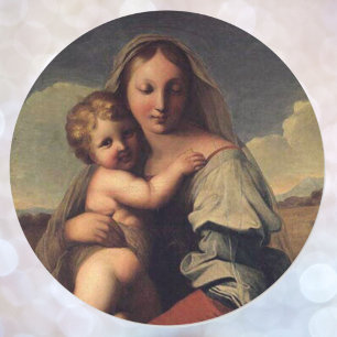 Madonna und Baby Jesus Classic Malerei Runder Aufkleber