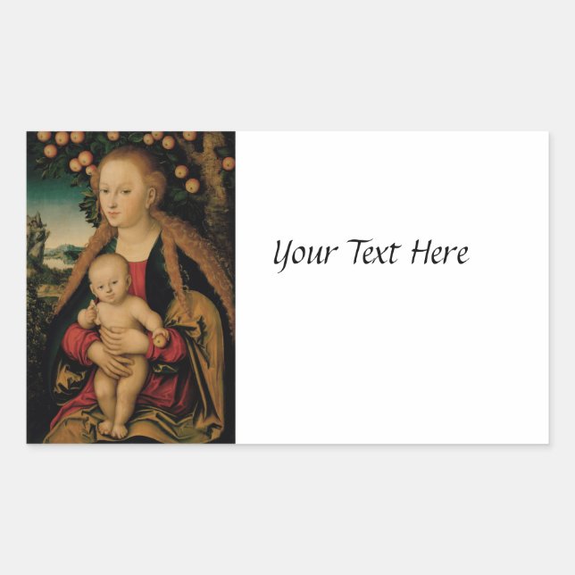 Madonna und Christ Child under Apple Tree Rechteckiger Aufkleber (Vorderseite)