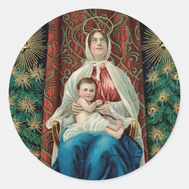 Madonna und Christ Kind Runder Aufkleber (Vorderseite)
