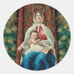 Madonna und Christ Kind Runder Aufkleber
