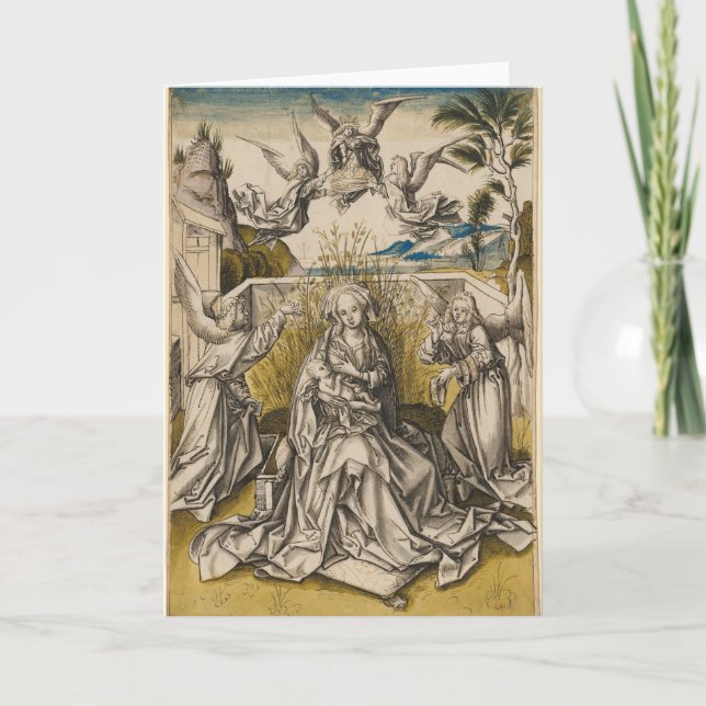 Madonna und Engel in einer Landschaft | c.1500 Karte (Vorderseite)