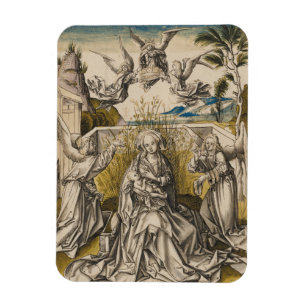 Madonna und Engel in einer Landschaft c.1500 Magnet