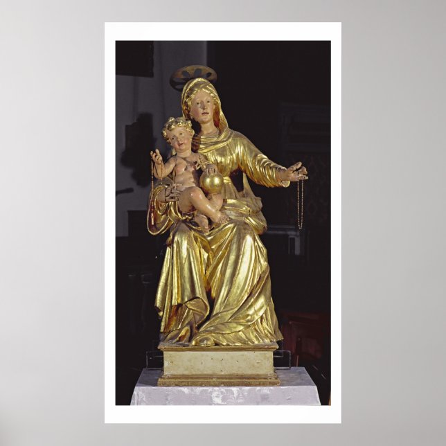 Madonna und Kind, 17. Jahrhundert (vergoldetes Hol Poster (Vorne)