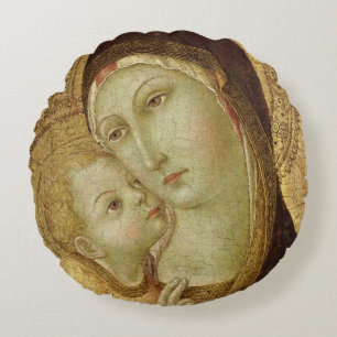 Madonna und Kind 2 Rundes Kissen