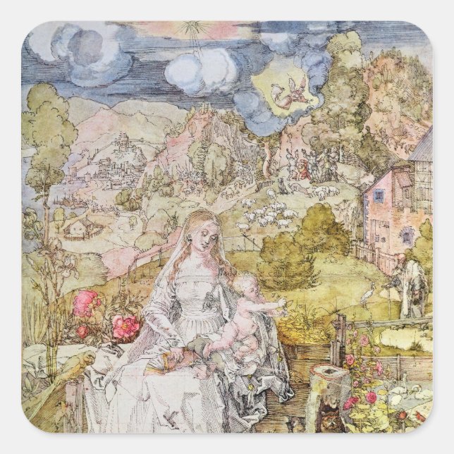 Madonna und Kind 3 Quadratischer Aufkleber (Vorderseite)
