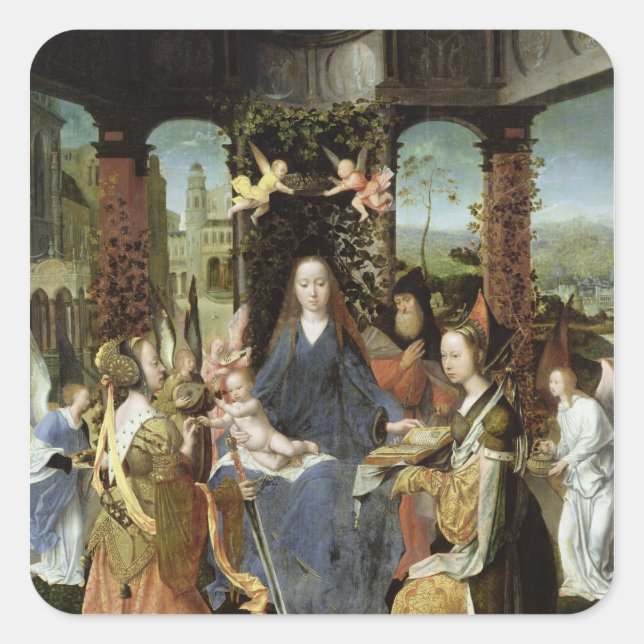 Madonna und Kind 3 Quadratischer Aufkleber (Vorderseite)