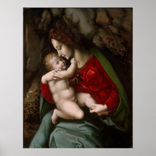 Madonna und Kind - Bachiacca, d'Ubertino Verdi Poster