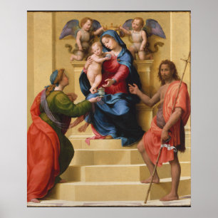 Madonna und Kind begeistert von Heiligen Maria Poster