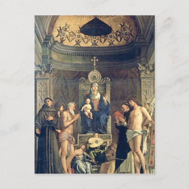Madonna und Kind begeisterten zwischen SS. Francis Postkarte (Vorderseite)