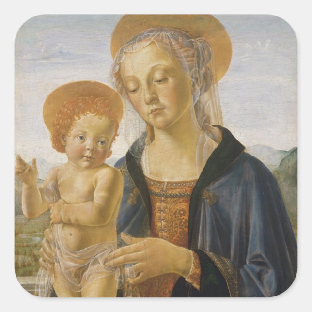 Madonna und Kind, ca. 1470 Quadratischer Aufkleber (Vorderseite)