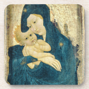 Madonna und Kind, der Burgund-Schule (Öl auf Getränkeuntersetzer