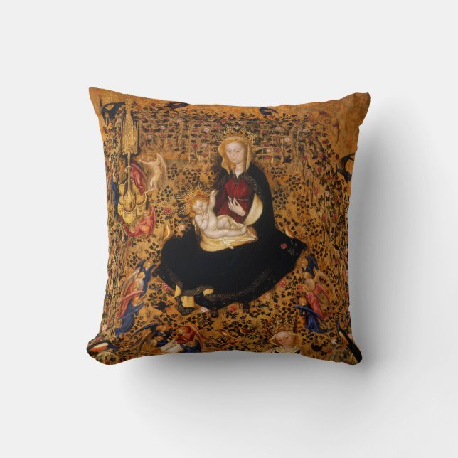 MADONNA UND KIND DER ROSE BOWER, ANGELN Weihnachte Kissen (Vorderseite)