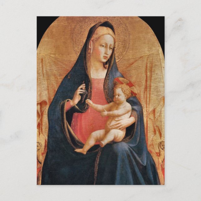 Madonna und Kind der Trauben von Fra Angelico Postkarte (Vorderseite)