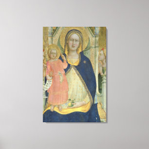 Madonna und Kind, die mit Heiligen inthronisiert Leinwanddruck
