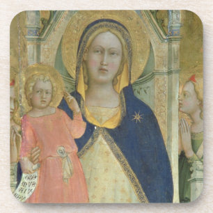 Madonna und Kind, die mit Heiligen inthronisiert Untersetzer