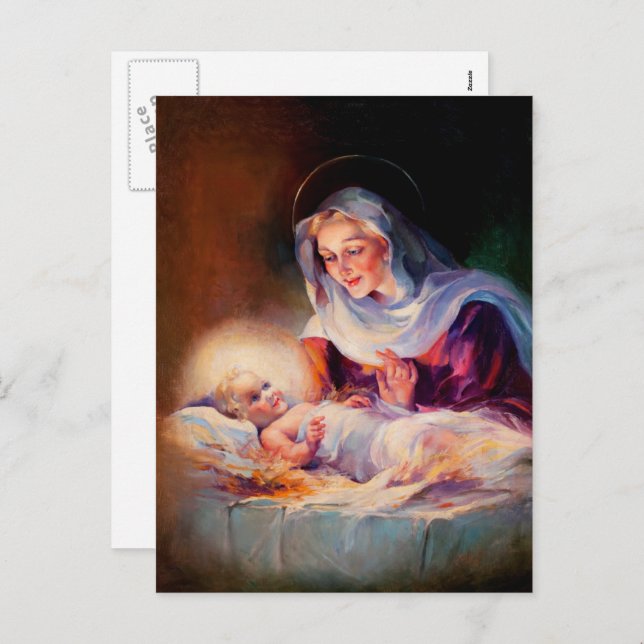 Madonna und Kind. Fine Art Christmas Postkarten (Vorne/Hinten)