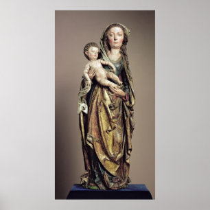 Madonna und Kind, hölzerne Skulptur Poster