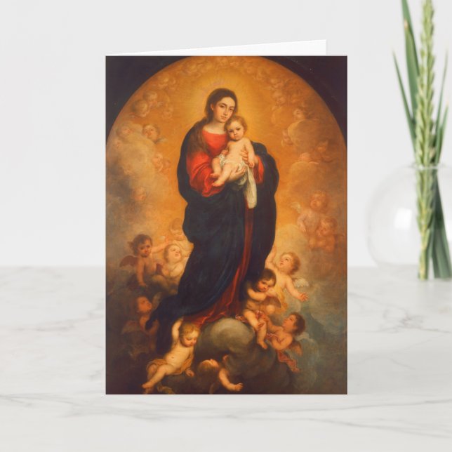 Madonna und Kind in Ruhm ... Weihnachtskarte Dankeskarte (Vorderseite)