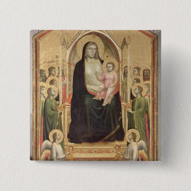 Madonna und Kind inthronisiert, c.1300-03 Button (Vorderseite)