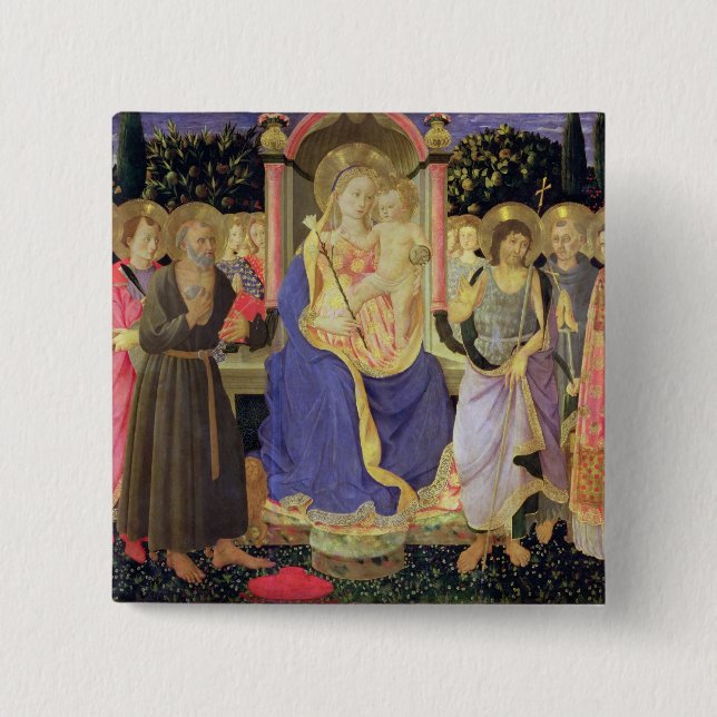 Madonna und Kind inthronisiert mit Heiligen Button (Vorderseite)
