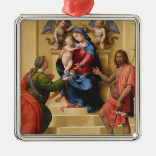 Madonna und Kind inthronisiert mit Heiliger Mary Ornament Aus Metall