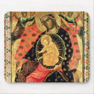 Madonna und Kind inthronisiert mit zwei frommen Mousepad