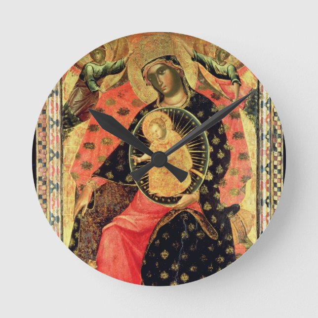 Madonna und Kind inthronisiert mit zwei frommen Runde Wanduhr (Vorderseite)