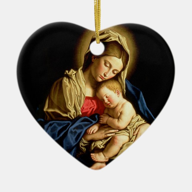 Madonna und Kind Jesus - Sassoferrato Keramikornament (Vorne)
