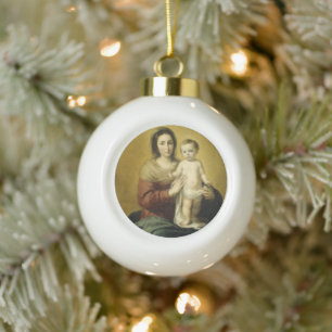 Madonna und Kind, Kunst-Weihnachtsverzierung Keramik Kugel-Ornament