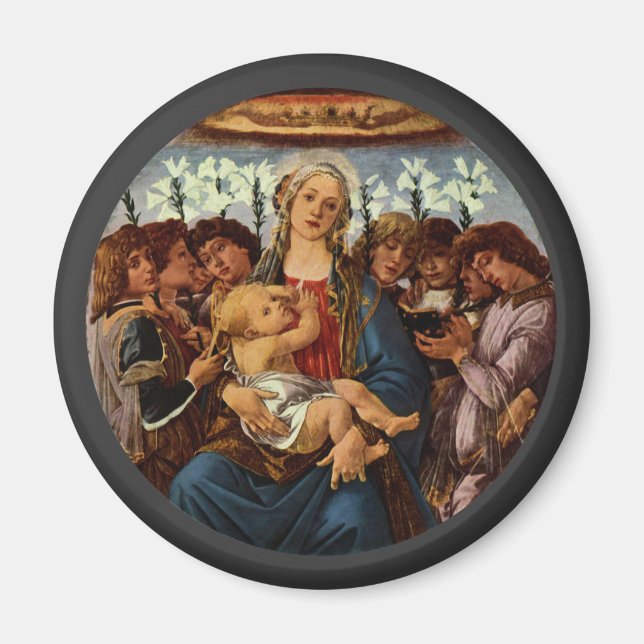 Madonna und Kind mit acht Engeln von Botticelli Magnet (Vorne)