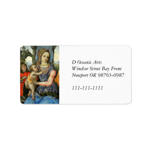 Madonna und Kind mit Adressaufkleber