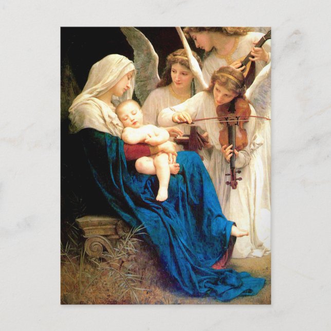 Madonna und Kind mit Engel Weihnachten Postkarte (Vorderseite)