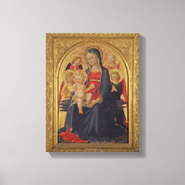 Madonna und Kind mit Engeln, c.1467 (Öl auf Scheib Leinwanddruck (Vorderseite)