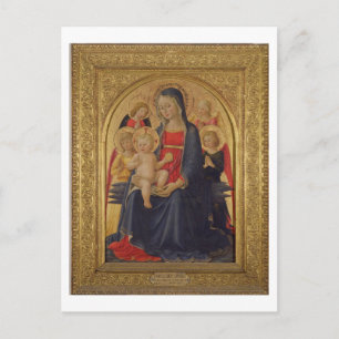 Madonna und Kind mit Engeln, c.1467 (Öl auf Scheib Postkarte