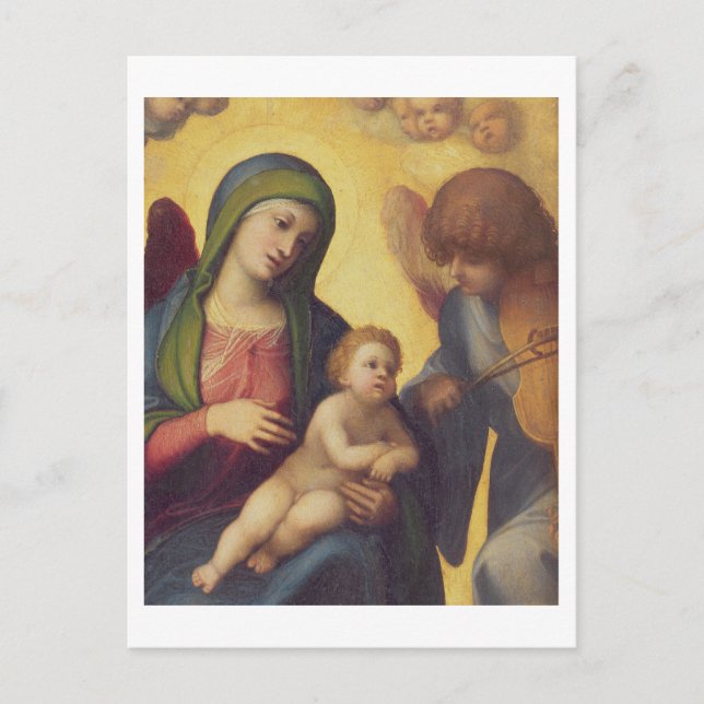Madonna und Kind mit Engeln c.1510-15 (Öl auf PA Postkarte (Vorderseite)
